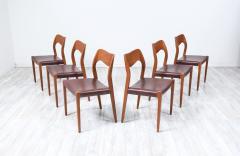 Arne Hovmand Olsen Arne Hovmand Olsen Model 71 Teak Wood Leather Dining Chairs for J L M llers - 3436371