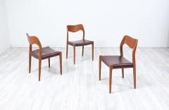 Arne Hovmand Olsen Arne Hovmand Olsen Model 71 Teak Wood Leather Dining Chairs for J L M llers - 3436372