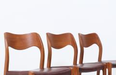 Arne Hovmand Olsen Arne Hovmand Olsen Model 71 Teak Wood Leather Dining Chairs for J L M llers - 3436374