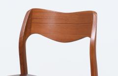 Arne Hovmand Olsen Arne Hovmand Olsen Model 71 Teak Wood Leather Dining Chairs for J L M llers - 3436375