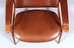Arne Hovmand Olsen Arne Hovmand Olsen Teak Cognac Leather Lounge Chair for Mogens Kold - 4790485
