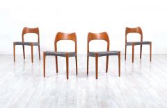 Arne Hovmand Olsen Arne Hovmand Olsen Teak Leather Dining Chairs for Mogens Kold - 2243411