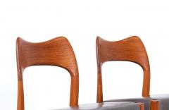 Arne Hovmand Olsen Arne Hovmand Olsen Teak Leather Dining Chairs for Mogens Kold - 2243415