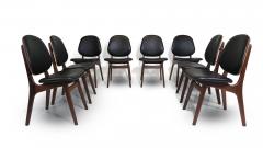 Arne Hovmand Olsen Eight Arne Hovmand Olsen Black Leather Danish Dining Chairs - 3336823