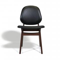 Arne Hovmand Olsen Eight Arne Hovmand Olsen Black Leather Danish Dining Chairs - 3336824