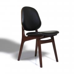 Arne Hovmand Olsen Eight Arne Hovmand Olsen Black Leather Danish Dining Chairs - 3336827