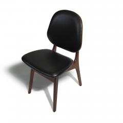 Arne Hovmand Olsen Eight Arne Hovmand Olsen Black Leather Danish Dining Chairs - 3336828