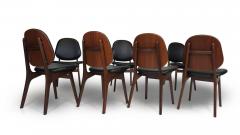 Arne Hovmand Olsen Eight Arne Hovmand Olsen Black Leather Danish Dining Chairs - 3336829