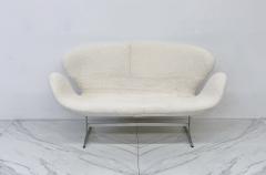 Arne Jacobsen Arne Jacobsen Fritz Hansen Swan Sofa Settee 1960s in Real Canadian Sheepskin - 3992091