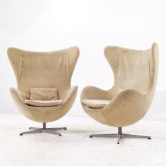 Arne Jacobsen Arne Jacobsen for Fritz Hansen Mid Century Egg Chairs Pair - 3829699