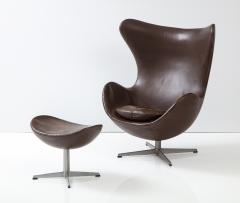 Arne Jacobsen Arne Jacobson Egg Chair and Ottoman Original Leather for Fritz Hansen 1976 - 2652896