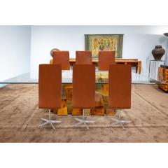 Arne Jacobsen Arne Jacobson Set of 6 High Back Dining Chairs in Camel Leather 1960s Signed  - 2900387