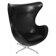 Arne Jacobsen Early Arne Jacobsen Egg Chair w Ottoman Black Leather Pr  - 313347