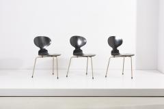 Arne Jacobsen Set of 3 Black Arne Jacobsen Ant Chairs for Fritz Hansen Denmark 1950s - 1504610