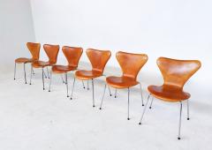 Arne Jacobsen Set of 6 Cognac Leather Dining Chairs by Arne Jacobsen - 3100463