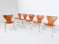 Arne Jacobsen Set of 6 Cognac Leather Dining Chairs by Arne Jacobsen - 3100469