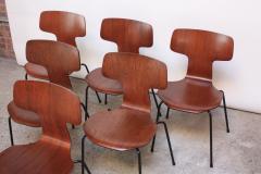 Arne Jacobsen Set of Six Arne Jacobsen for Fritz Hansen Teak Stacking Chairs 3103 - 374411