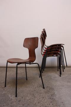 Arne Jacobsen Set of Six Arne Jacobsen for Fritz Hansen Teak Stacking Chairs 3103 - 374421