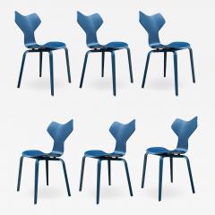 Arne Jacobsen Set of Six Mid Century Danish Modern Arne Jacobsen Grand Prix Dining Chairs Set - 2064748