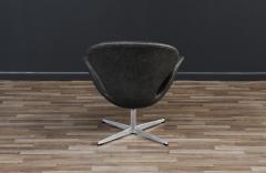Arne Jacobsen Vintage Arne Jacobsen Grey Leather Swan Chair for Fritz Hansen - 3607692