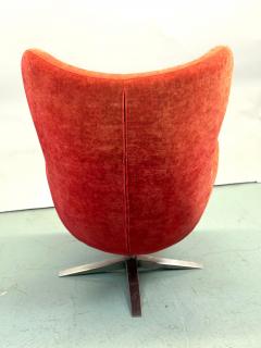 Arne Jacobsen Vintage Danish Organic Modern Egg Chair in Red Orange Velvet attr Arne Jacobsen - 4371778