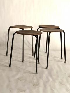 Arne Jacobsen set of 4 vintage three legged teak stools in the style of Arne Jacobsen Dot - 3976764