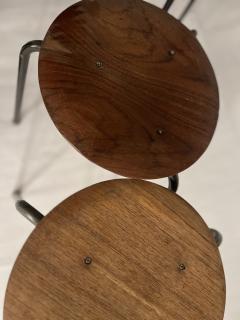 Arne Jacobsen set of 4 vintage three legged teak stools in the style of Arne Jacobsen Dot - 3976771