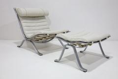 Arne Norell Ari Chair and Ottoman in Leather and Steel by Arne Norell 1970s - 4620897
