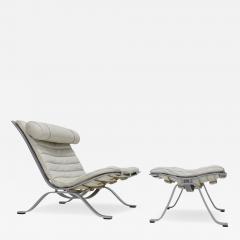 Arne Norell Ari Chair and Ottoman in Leather and Steel by Arne Norell 1970s - 4621837