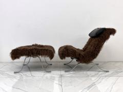 Arne Norell Arne Norell Ari Chair Ottoman in Chocolate Mongolian Sheepskin 1970s Sweden - 3992022