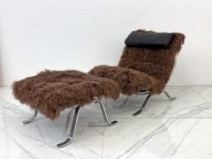 Arne Norell Arne Norell Ari Chair Ottoman in Chocolate Mongolian Sheepskin 1970s Sweden - 3992025