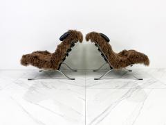 Arne Norell Arne Norell Ari Chairs in Mongolian Sheepskin and Leather A Pair - 3497453