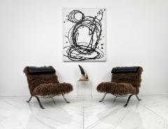 Arne Norell Arne Norell Ari Chairs in Mongolian Sheepskin and Leather A Pair - 3497454