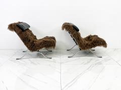 Arne Norell Arne Norell Ari Chairs in Mongolian Sheepskin and Leather A Pair - 3497458