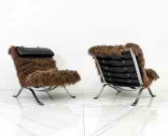 Arne Norell Arne Norell Ari Chairs in Mongolian Sheepskin and Leather A Pair - 3497461