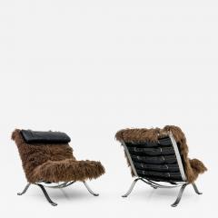 Arne Norell Arne Norell Ari Chairs in Mongolian Sheepskin and Leather A Pair - 3501657