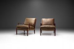 Arne Norell Arne Norell L ven Easy Chairs with Loose Leather Cushions Sweden 1960s - 3222926