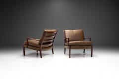 Arne Norell Arne Norell L ven Easy Chairs with Loose Leather Cushions Sweden 1960s - 3222929