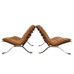 Arne Norell Arne Norell Rare Pair of Lounge Chairs with Original Leather Slings 1960s - 2881638