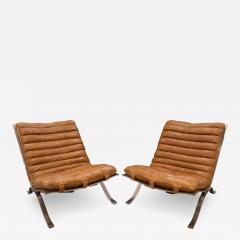 Arne Norell Arne Norell Rare Pair of Lounge Chairs with Original Leather Slings 1960s - 2883242