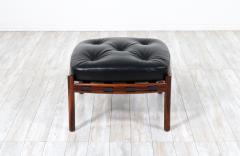 Arne Norell Arne Norell Sculpted Rosewood Leather Stool for Coja - 2905139