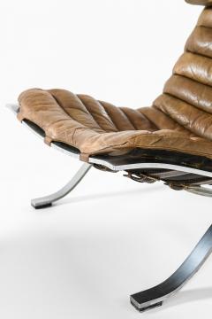 Arne Norell Easy Chair in Leather and Steel with Stool by Arne Norell 1970s - 4523145