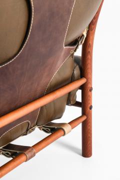 Arne Norell Inca Easy Chair and Stool in Beech Brass Leather by Arne Norell 1960s - 4758964