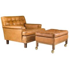 Arne Norell Midcentury Swedish Lounge Chair and Ottoman Merkur by Arne Norell - 833694