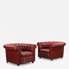 Arne Norell Pair Arne Norell Leather Chesterfield Club Chairs - 3610676