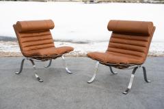 Arne Norell Pair of Arne Norell Ari Ariet Lounge Chairs Cognac Leather Chromed Steel - 3955157