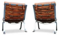 Arne Norell Pair of Arne Norell Ari Lounge Chairs Cognac Leather Chromed Steel - 3155421