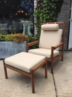 Arne Norell Rare Vintage Arne Norell Teak Armchair and Ottoman with Leather Straps - 4632930