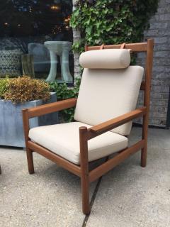 Arne Norell Rare Vintage Arne Norell Teak Armchair and Ottoman with Leather Straps - 4632944