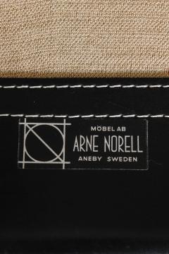 Arne Norell Scandinavian Modern Sofa in Beech Brass Fabric Leather by Arne Norell 1960s - 4758973